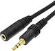 3.5mm Jack Cable 3.5mm Male - 3.5mm Female Black 3m With Gold Plated Terminals