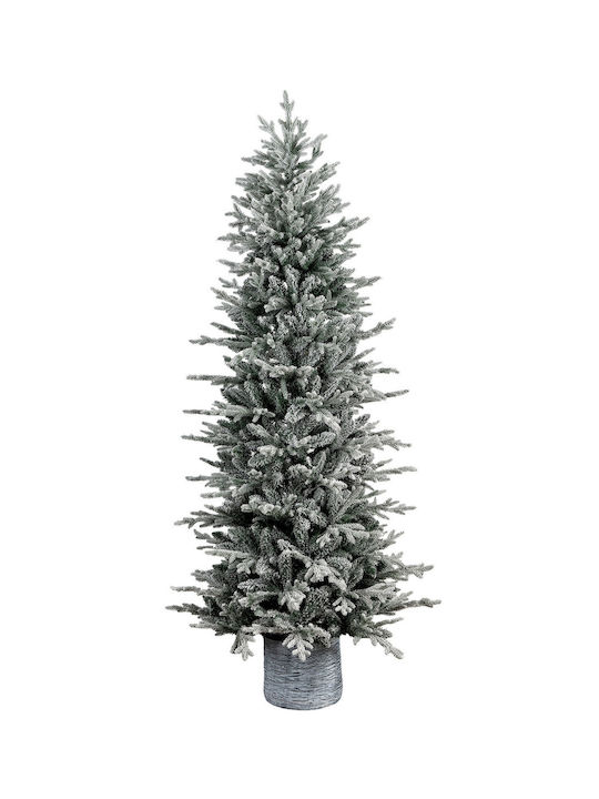 Weihnachtsbaum Δρυάδα Schlank Beschneit 150cm mit 320 Zweige im Topf