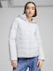 Women's Short Puffer Jacket for Winter with Hood White