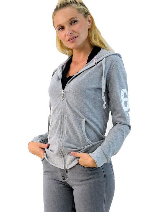 Long Women's Sweatshirt Jacket Hooded Gray