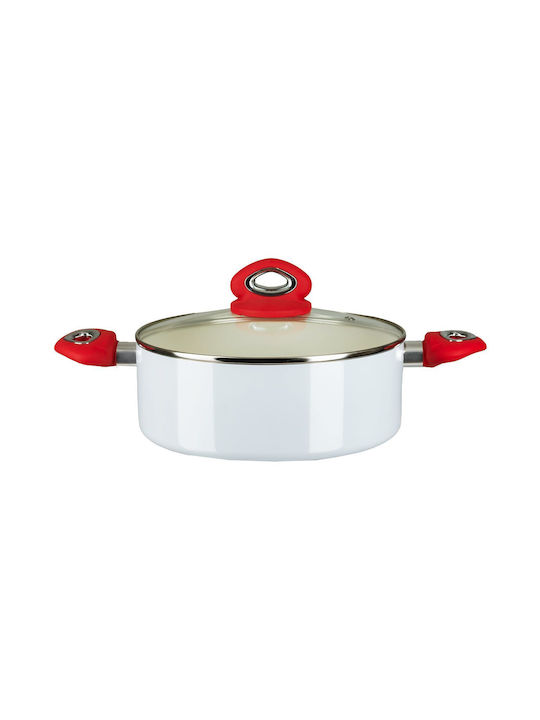 Capac oală ceramică Hausberg Hb-h714ab mânere din silicon 4 L 24x10.2 cm alb