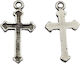Silver Metallic Pendant Motif for Jewelry in Shape Cross 2.5x1.5cm. Set 20pcs