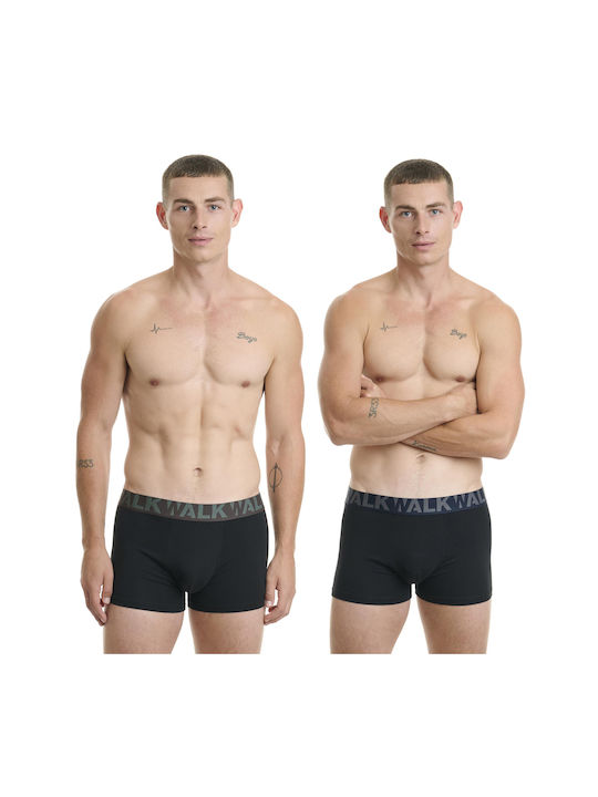 Walk Herren Boxershorts Black 2Packung
