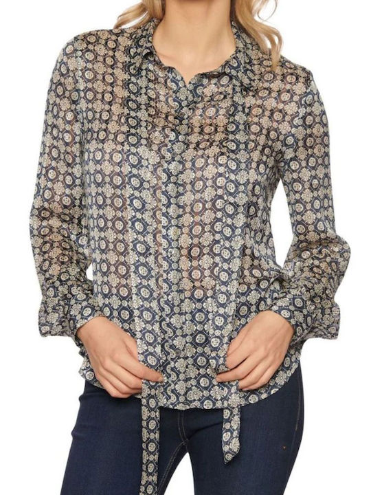 Guess Μακρυμάνικο Γυναικείο Πουκάμισο Μπλε Floral