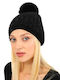 Pom Pom Beanie Unisex Beanie Gestrickt in Schwarz Farbe
