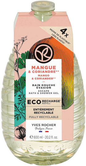 Yves Rocher Mango & Coriander Refill Gel De Duș Și Miros Fructe Tropicale 600ml