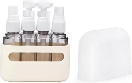 Beauty Reise-Fläschchen Kunststoff Beige 4 Stück Mit Hülle