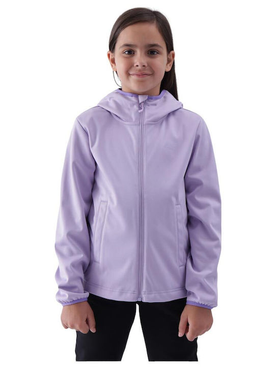 Waterproof Kids' Sports Jacket with Lining & Hood Purple