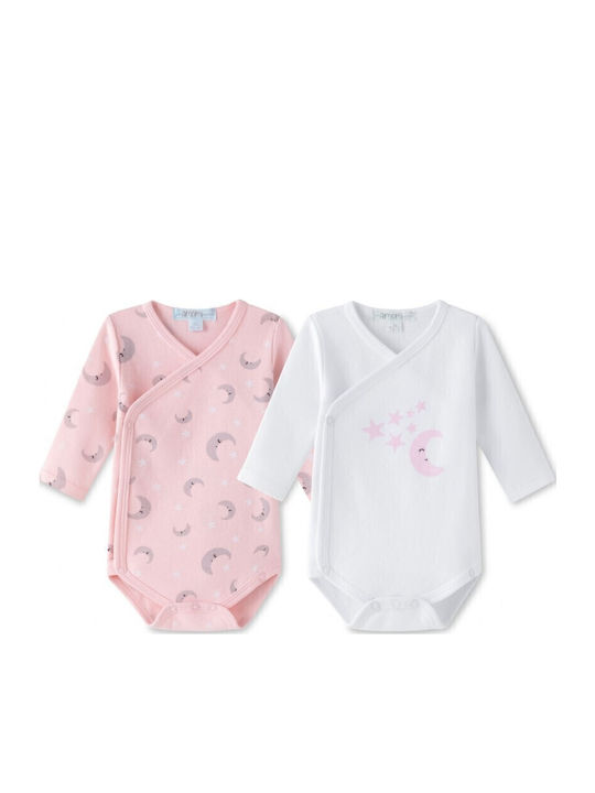 Amomi Baby Bodysuit Set Long-Sleeved Pink 2pcs