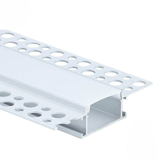 Eurospot Aluminium Trockenbauprofil Silber LED-Streifen L=2m Milchige Abdeckung Eu5149