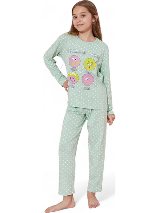Sexen Kinder Schlafanzug Winterlich Baumwoll Green