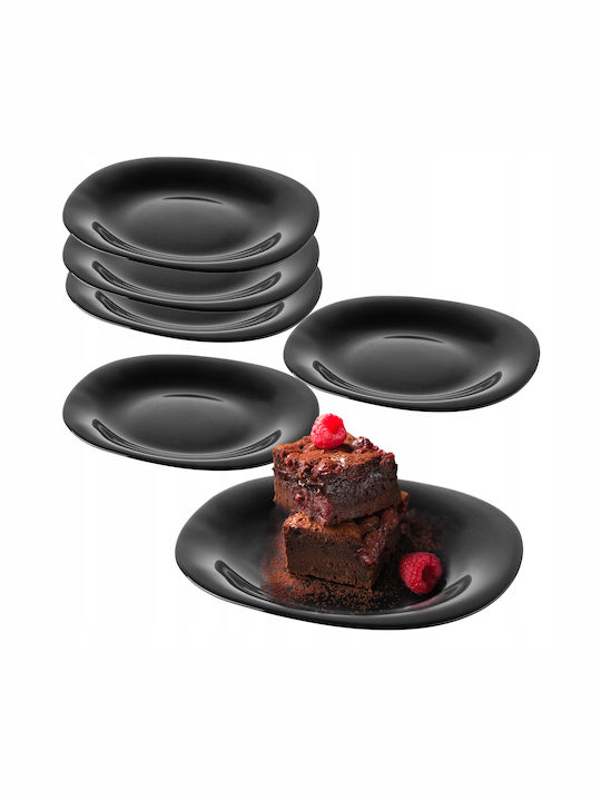 Kadax 6x Dessert Plate 21cm Black Plate Set Cake