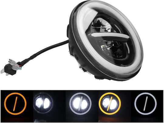 LED Универсален фар 7 инча 18см 9v 32v къси дълги светлини дневни светлини DRL бяло жълто 7500lm за трактори камиони мотоциклети