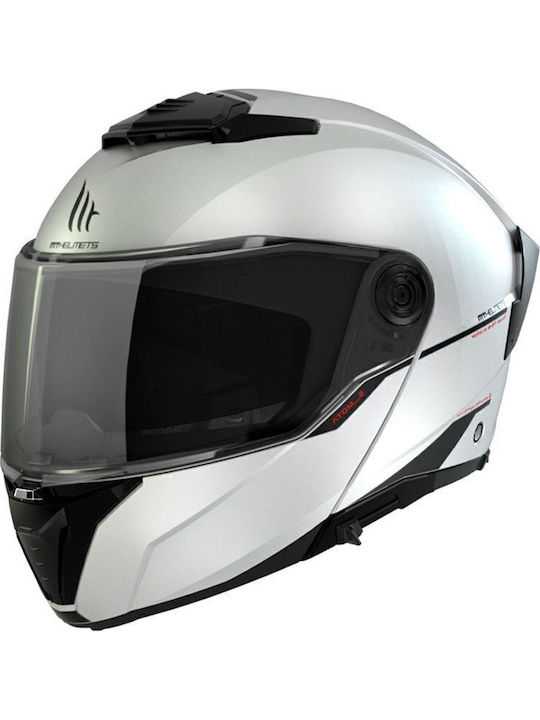 MT Atom 2 White A0 Motorcycle Helmet Flip-Up DOT / ECE 22.06 1650gr with Sunvisor