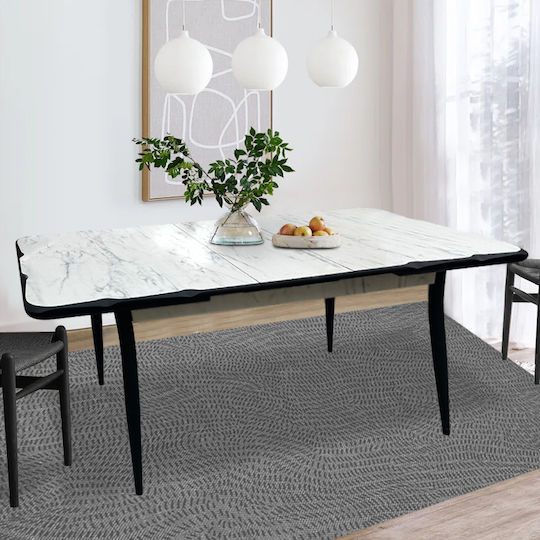 Karen Masă Extensibilă Pentru Sala De Mese Albă - Neagră 160+30x80x75cm