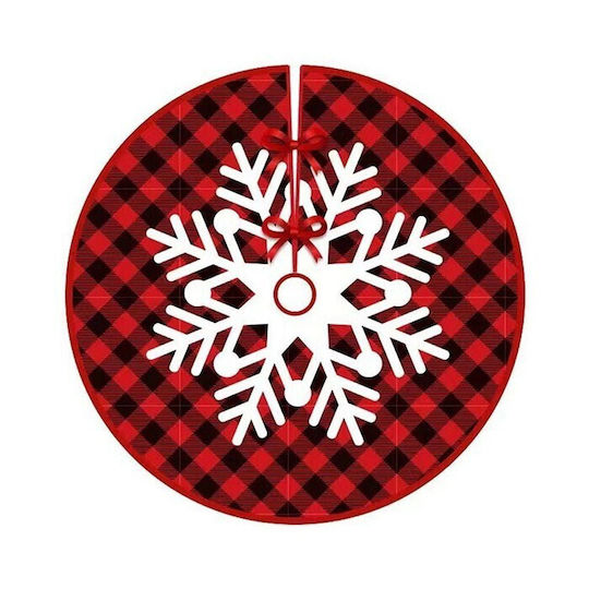 Weihnachtsbaumrock ''Schneeflocken'' Rot Ψάθινη