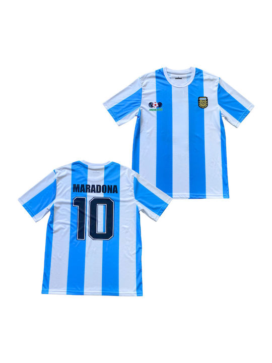 Maradona Football Jersey Argentina National Team Anniversary White Blue Balón De Oro Unisex Fj316