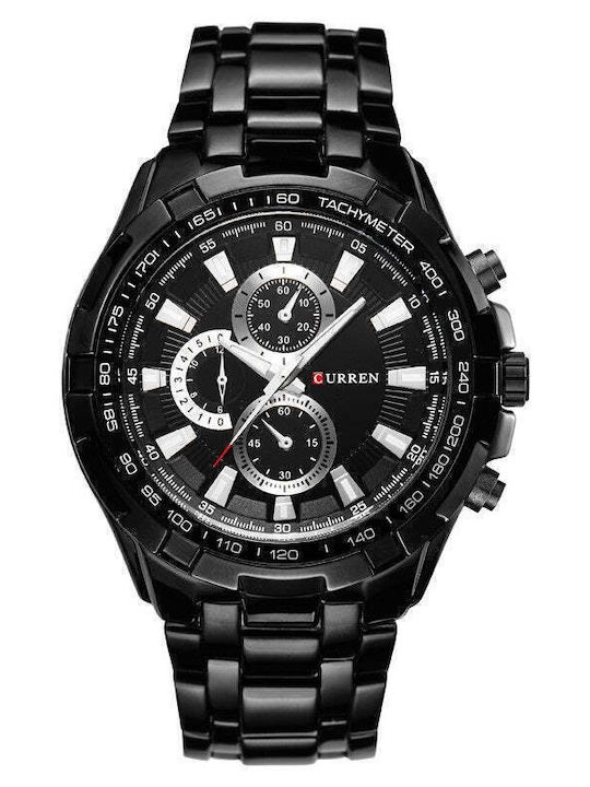 Curren Ανδρικό Ρολόι 46mm Μπαταρίας με Μαύρο Μεταλλικό Μπρασελέ