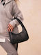 Vollmond Leder Damen Handtasche Schulter / Handtasche Schwarz 24.E.002-26
