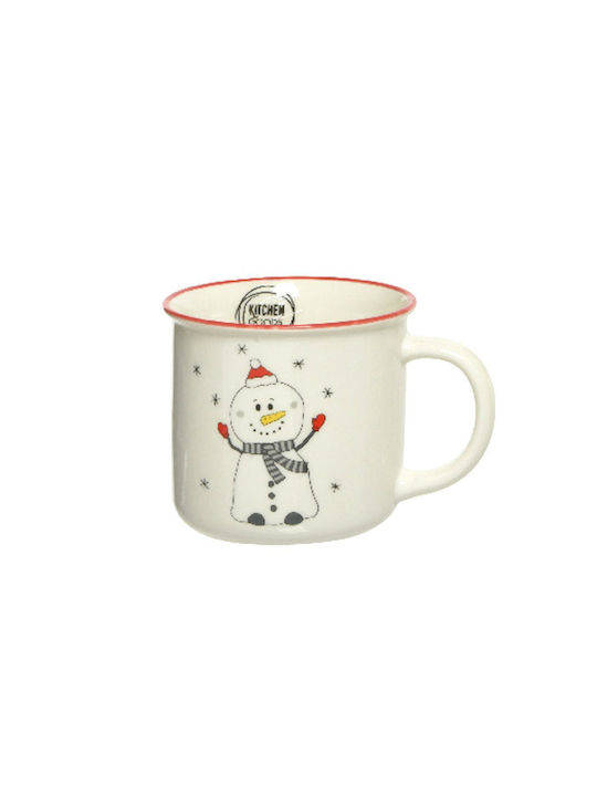Kaemingk Weihnachtliche Becher Porzellan Weiß Weihnachtlich Becher Porzellan Weiß L12.5xB11.5xD10.5cm. Schneemann