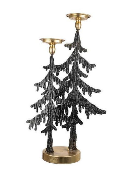 Zen Collection Χριστουγεννιάτικο Μεταλλικό Κηροπήγιο Χρυσό 64x33εκ.
