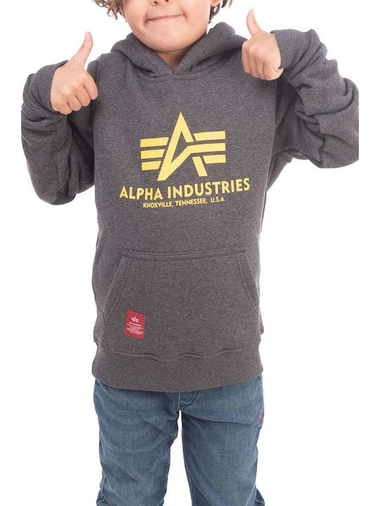 Alpha Industries Детски Суичър с Качулка и Джобове Сив