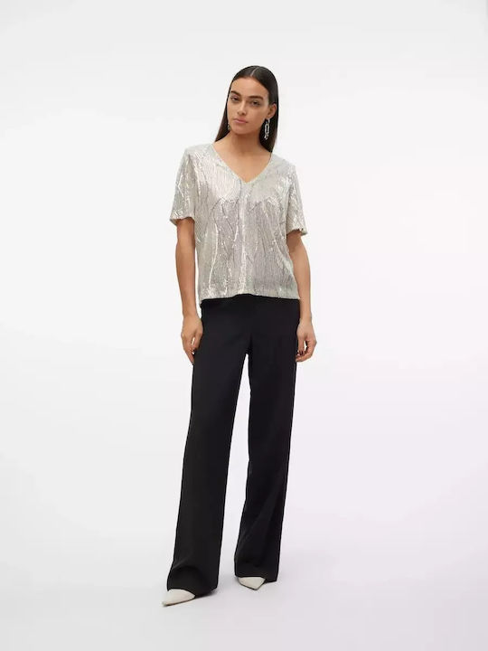 Vero Moda Bluza Damă Cu Decolteu În V Bej