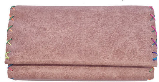 Leon Leon Tabaktasche Aus Künstliches Leder Rosa Handgefertigt Mit Taste 16x8.5cm