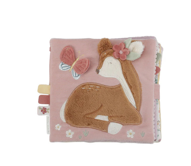 Little Dutch Livre D'Activités Tissu Jardin De Fées Rose – Jouet Éveil Bébé Dès La Naissance – Hochet, Miroir, Crépitant