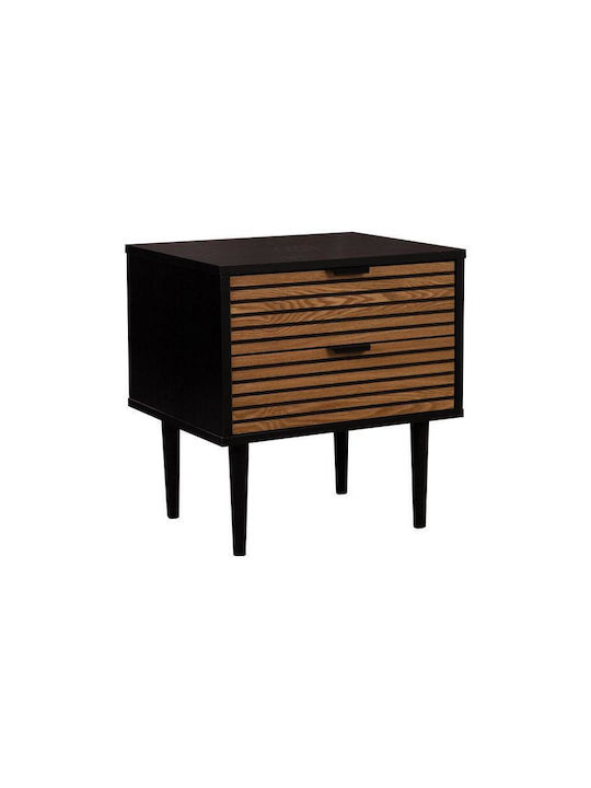 Brooklyn Bedside Table Metal With Glass Surface Black 48x35x50cm