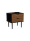 Brooklyn Bedside Table Metal With Glass Surface Black 48x35x50cm