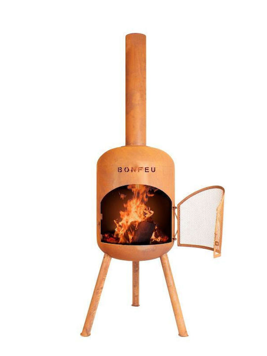 Kamin Draußen Metallisch Braun 45x45x165cm