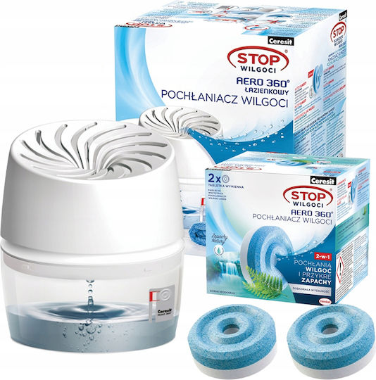 Ceresit Absorbent Bathroom Unit White + 2x Absorbent Tablet 450g Ceresit Mountain Waterfall