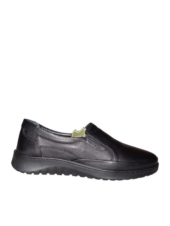 Ανατομικά Γυναικεία Slip-On Δερμάτινα Μαύρα