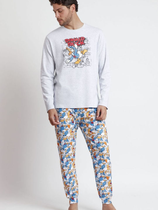 Disney Pijamale de iarnă pentru bărbați din bumbac, gri