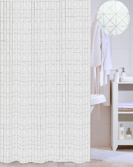 Texi Bath Κουρτίνα Μπάνιου Υφασμάτινη 180x200cm Λευκή