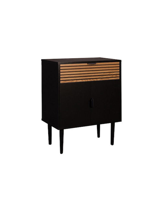 Sideboard Brooklyn Wooden with Drawers Μαυρο-φυσικό 75x37x75cm