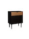 Sideboard Brooklyn Wooden with Drawers Μαυρο-φυσικό 75x37x75cm