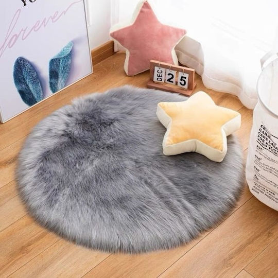 SpitiBazaar Детско килимче Сив Кръгло с диаметър 80см