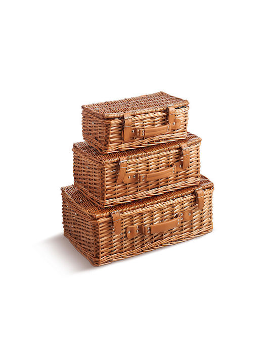 JK Home Decoration Set of Decorative Bamboo Baskets Brown 3 Pieces