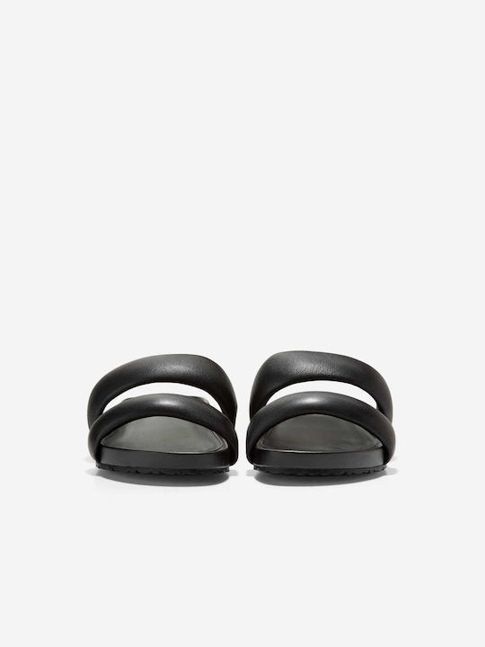 Leather Women's Flat Sandals in Black Color