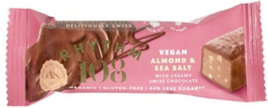 Organic Vegan Chocolate Bar Almond Sea Salt 33g Rhythm 108 14676