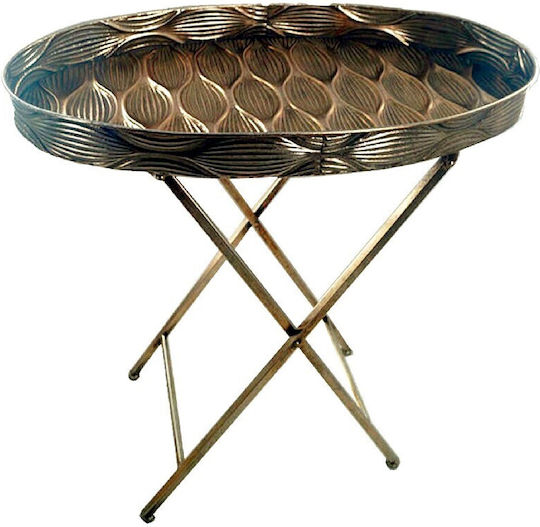 Rundes Beistelltisch Mit Metall Klappbar Gold Espiel M67xL34.5xH71cm