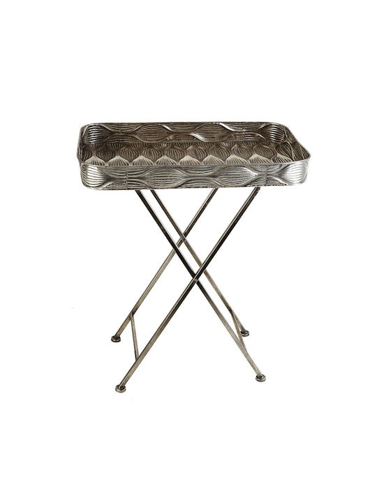 Rectangular Metal Foldable Side Table Gold 63.5x38x74cm
