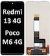 Екран Lcd Ips + със Сензорен Механизъм и Рамка за Xiaomi Redmi 13, POCO M6 (Черен)