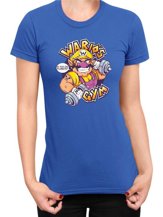 Дамска синя тениска Super Mario Nintendo Wario ...