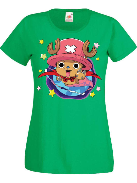 Дамска тениска Манга Аниме Тралала Аниме Манга One Piece Monkey D Luffy Roronoa Zoro Tony Tony Chopper Пиратите със сламена шапка One Piece Tony Tony Chopper Японска анимация Зелено