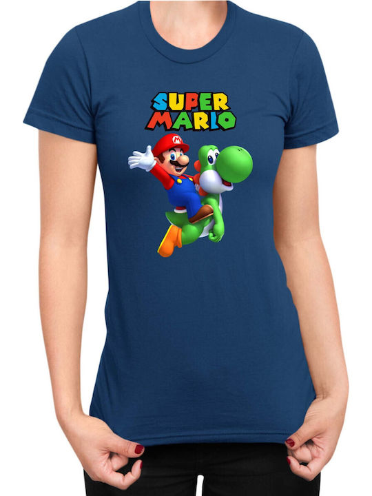 Damen Super Mario Nintendo Mario Yoshi 2 Navy T...