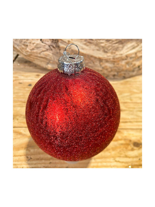 Christmas Ball Red Frosted Glass 10cm