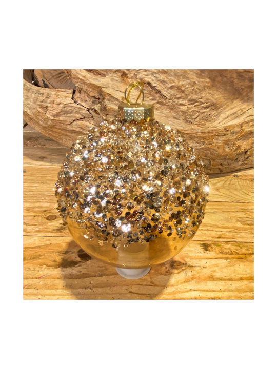 Christmas Ball Gold Beads Glass 10cm